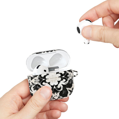 Black White Damask AirPod Case – Floral Mosaic Protective Cover - DIGITAL X