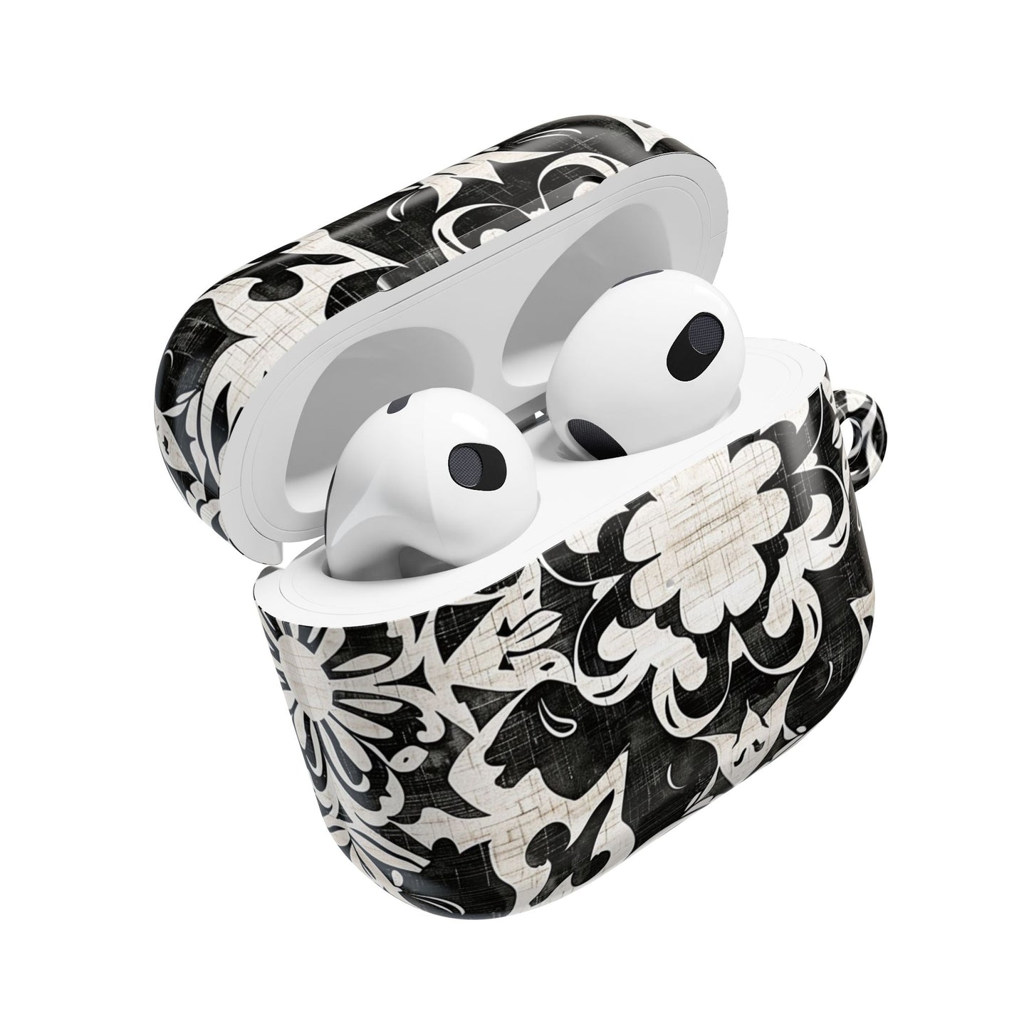 Black White Damask AirPod Case – Floral Mosaic Protective Cover - DIGITAL X