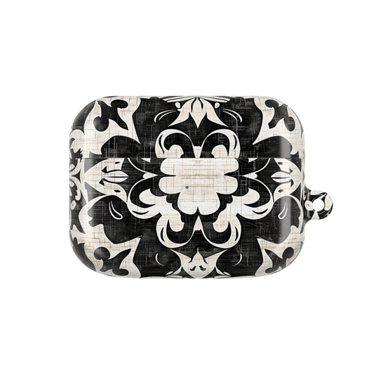 Black White Damask AirPod Case – Floral Mosaic Protective Cover - DIGITAL X
