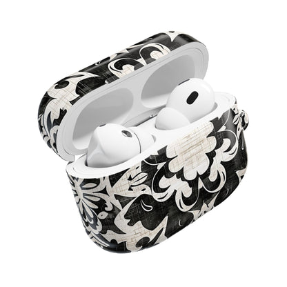 Black White Damask AirPod Case – Floral Mosaic Protective Cover - DIGITAL X