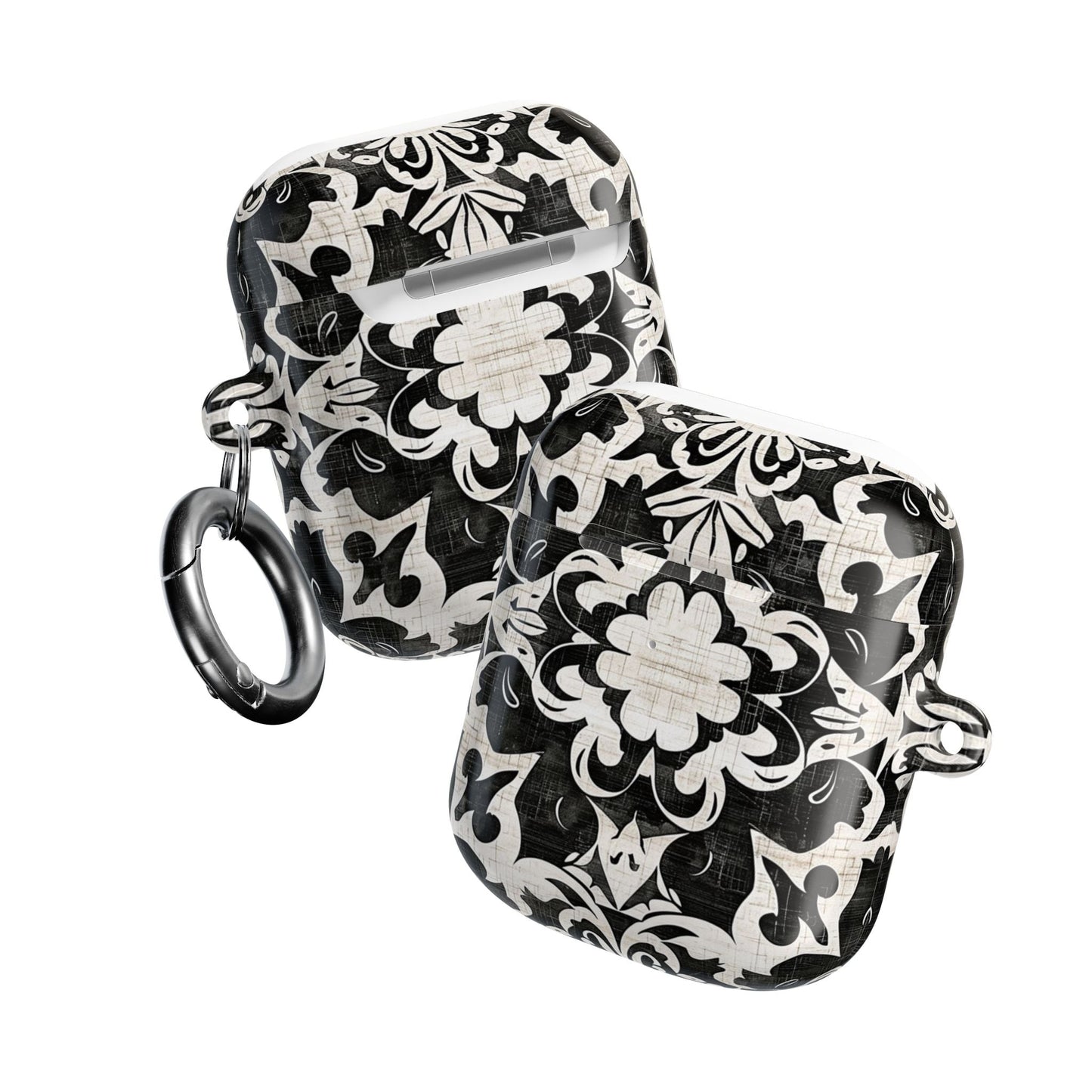 Black White Damask AirPod Case – Floral Mosaic Protective Cover - DIGITAL X