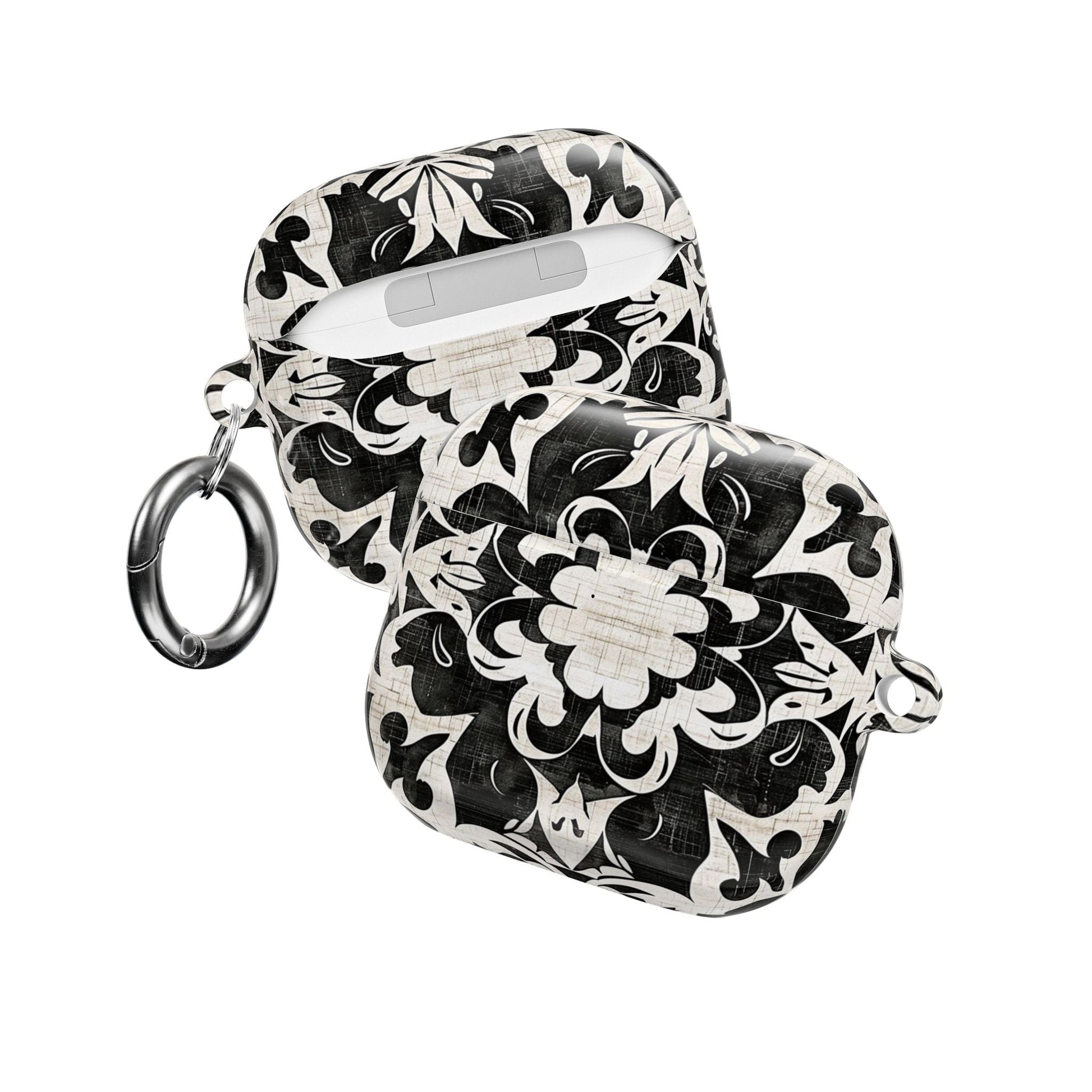 Black White Damask AirPod Case – Floral Mosaic Protective Cover - DIGITAL X