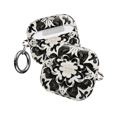 Black White Damask AirPod Case – Floral Mosaic Protective Cover - DIGITAL X