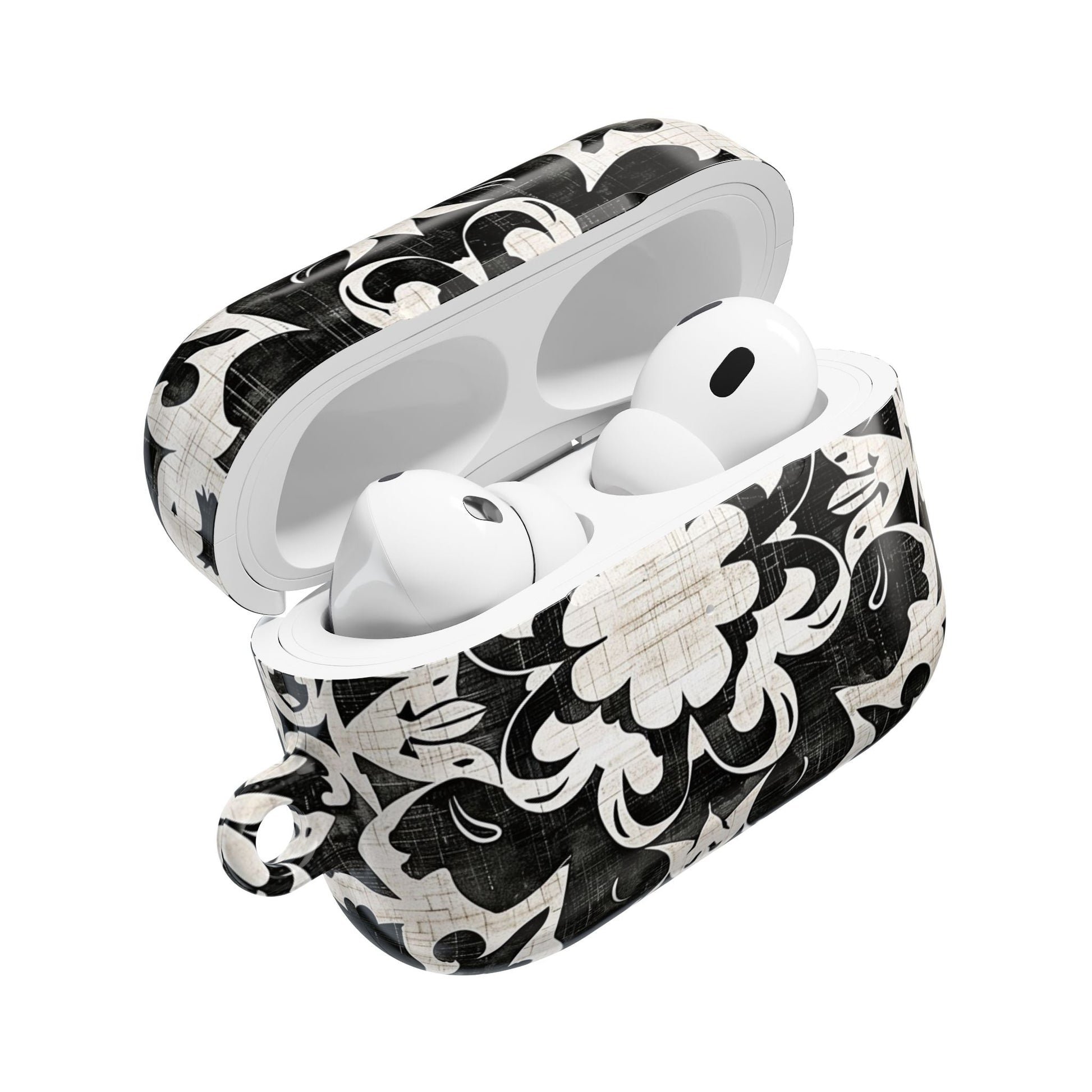 Black White Damask AirPod Case – Floral Mosaic Protective Cover - DIGITAL X