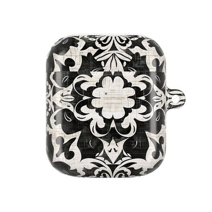 Black White Damask AirPod Case – Floral Mosaic Protective Cover - DIGITAL X
