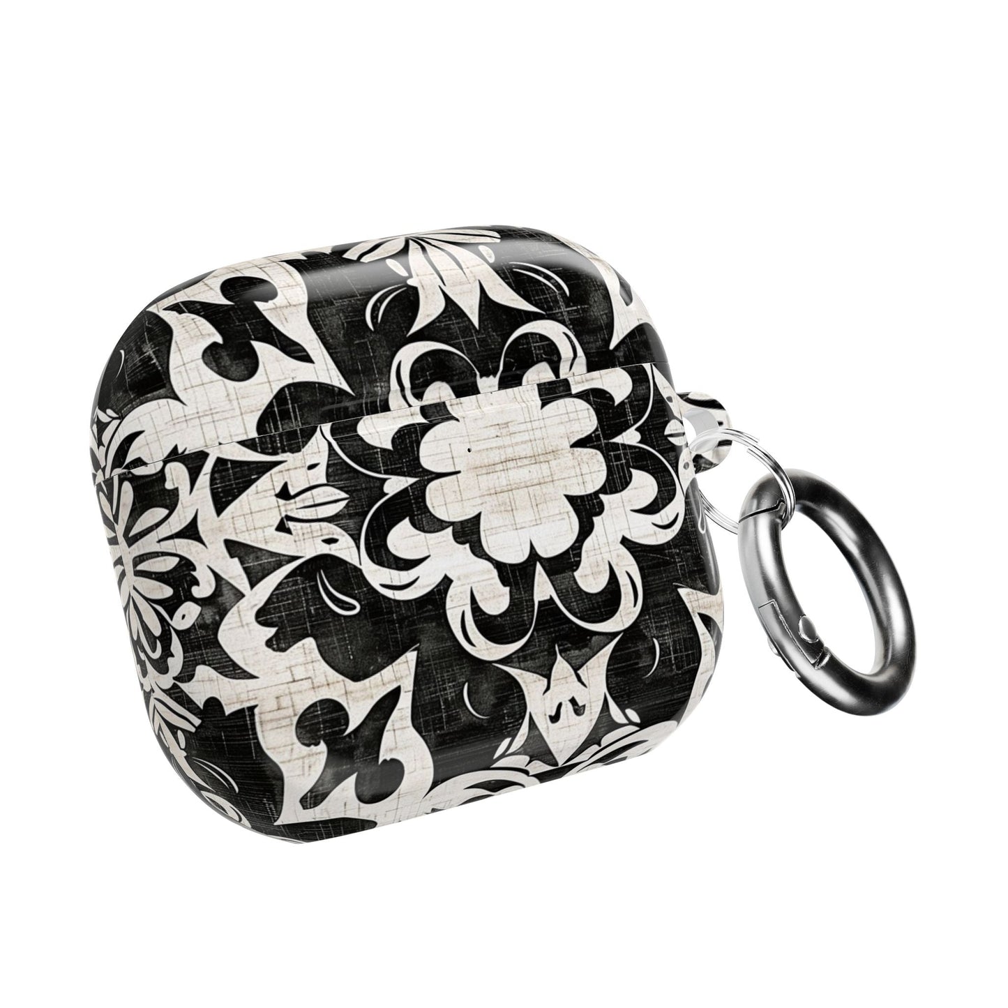 Black White Damask AirPod Case – Floral Mosaic Protective Cover - DIGITAL X