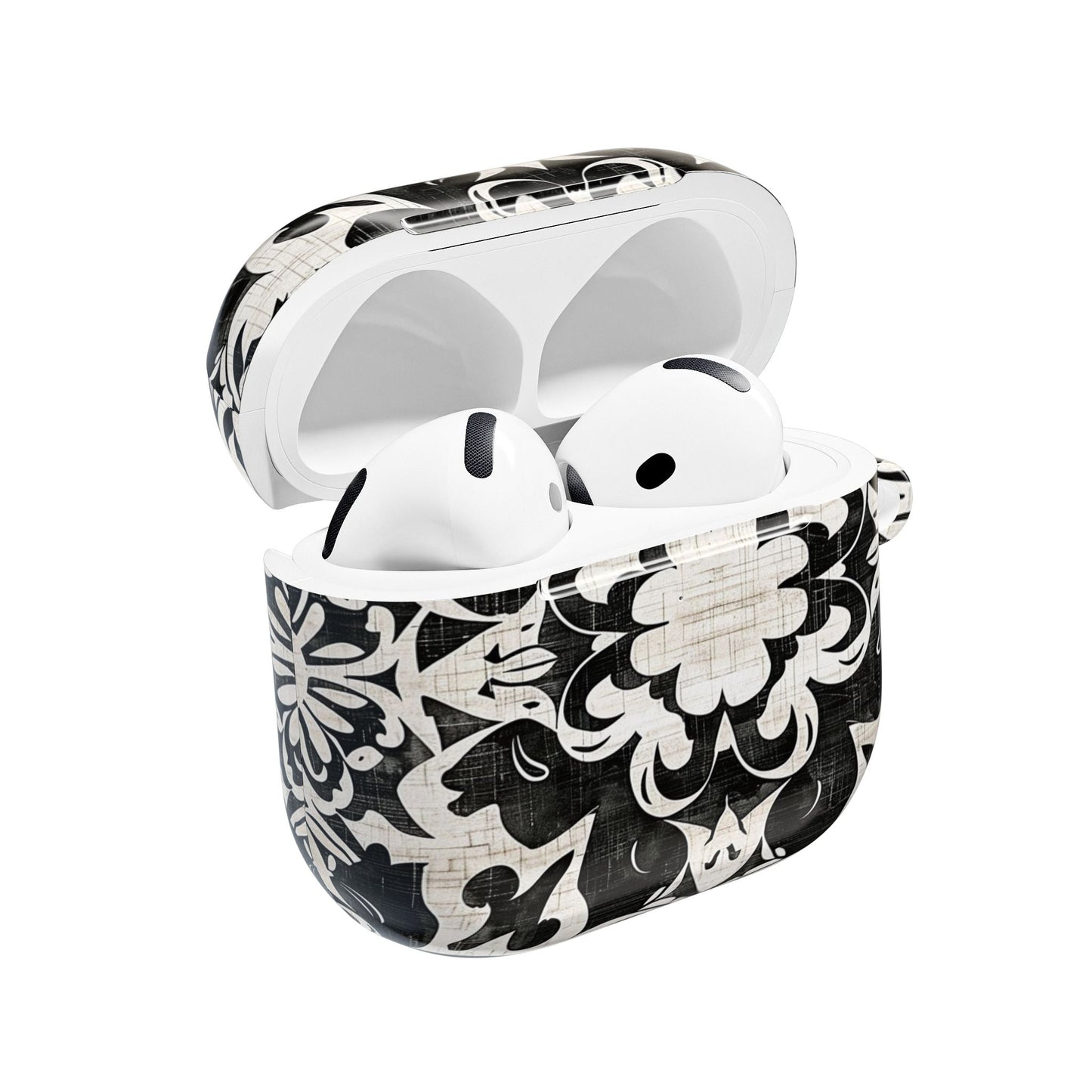 Black White Damask AirPod Case – Floral Mosaic Protective Cover - DIGITAL X