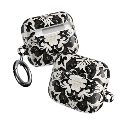 Black White Damask AirPod Case – Floral Mosaic Protective Cover - DIGITAL X