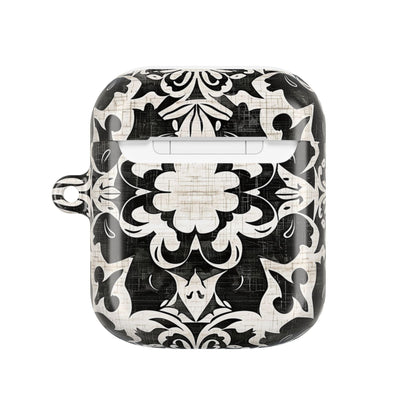 Black White Damask AirPod Case – Floral Mosaic Protective Cover - DIGITAL X