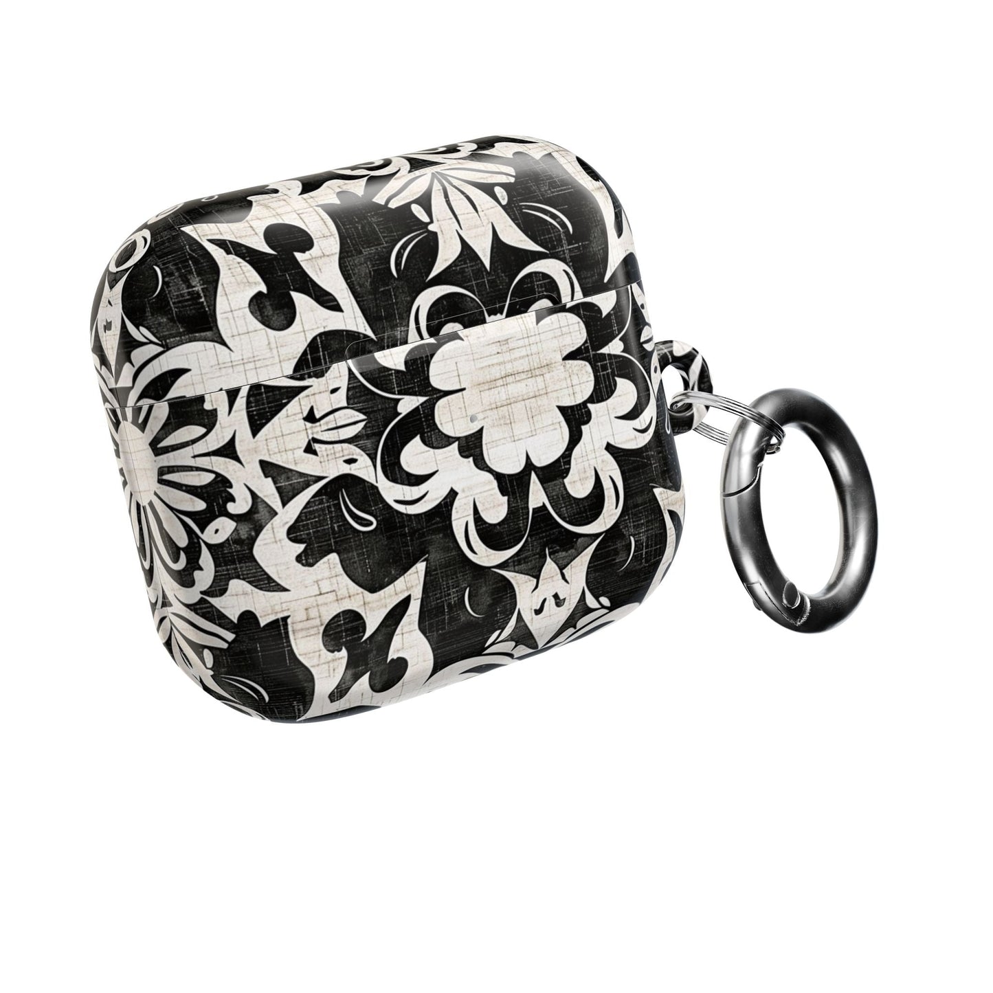 Black White Damask AirPod Case – Floral Mosaic Protective Cover - DIGITAL X
