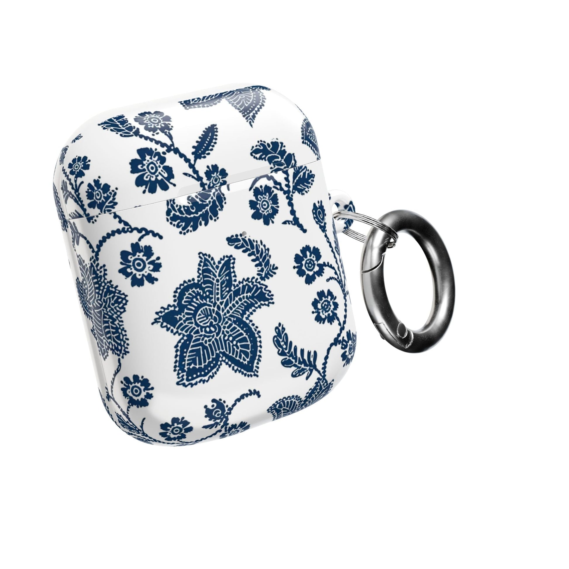 Blue Floral AirPod Case – Vintage Indigo Chinoiserie Design - DIGITAL X