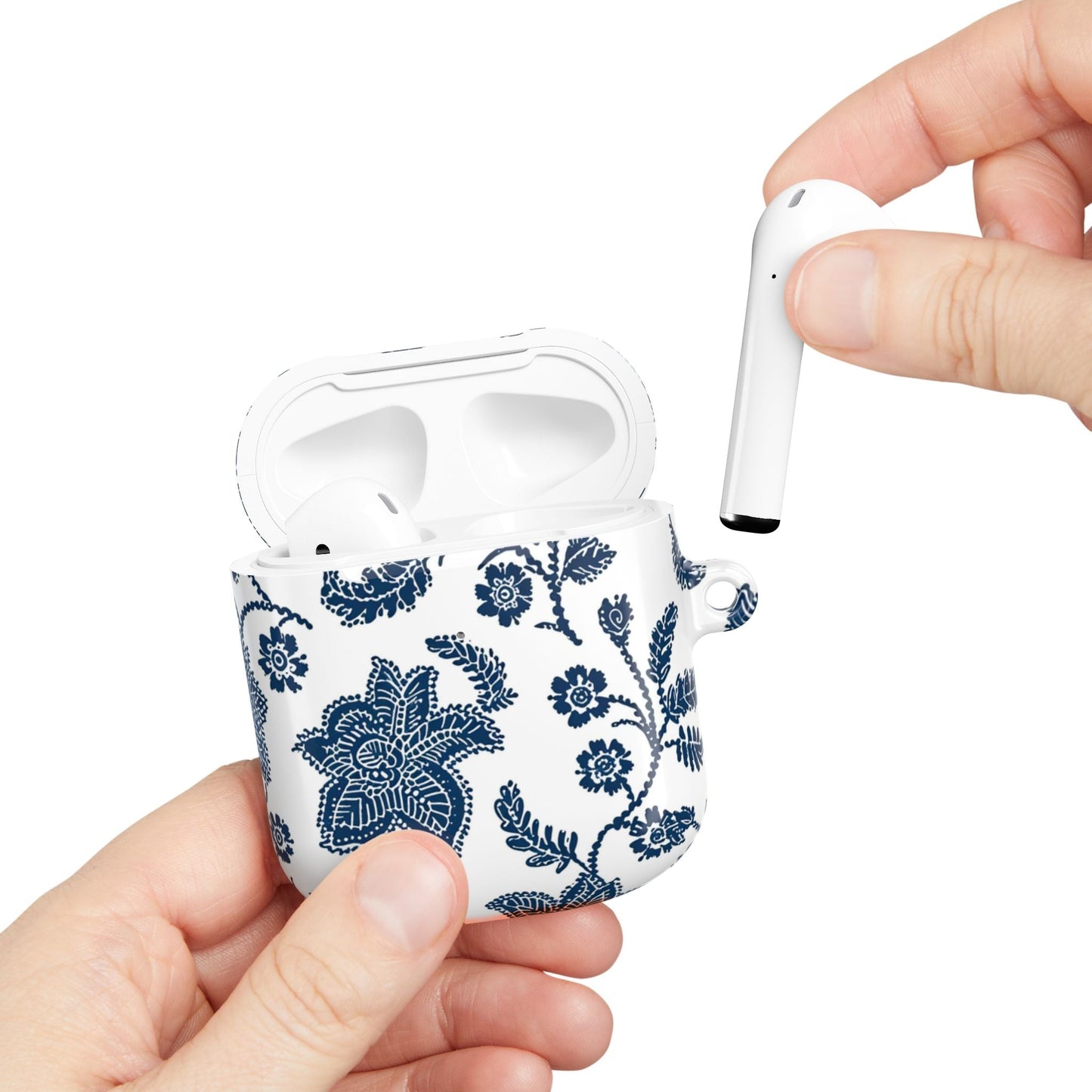 Blue Floral AirPod Case – Vintage Indigo Chinoiserie Design - DIGITAL X