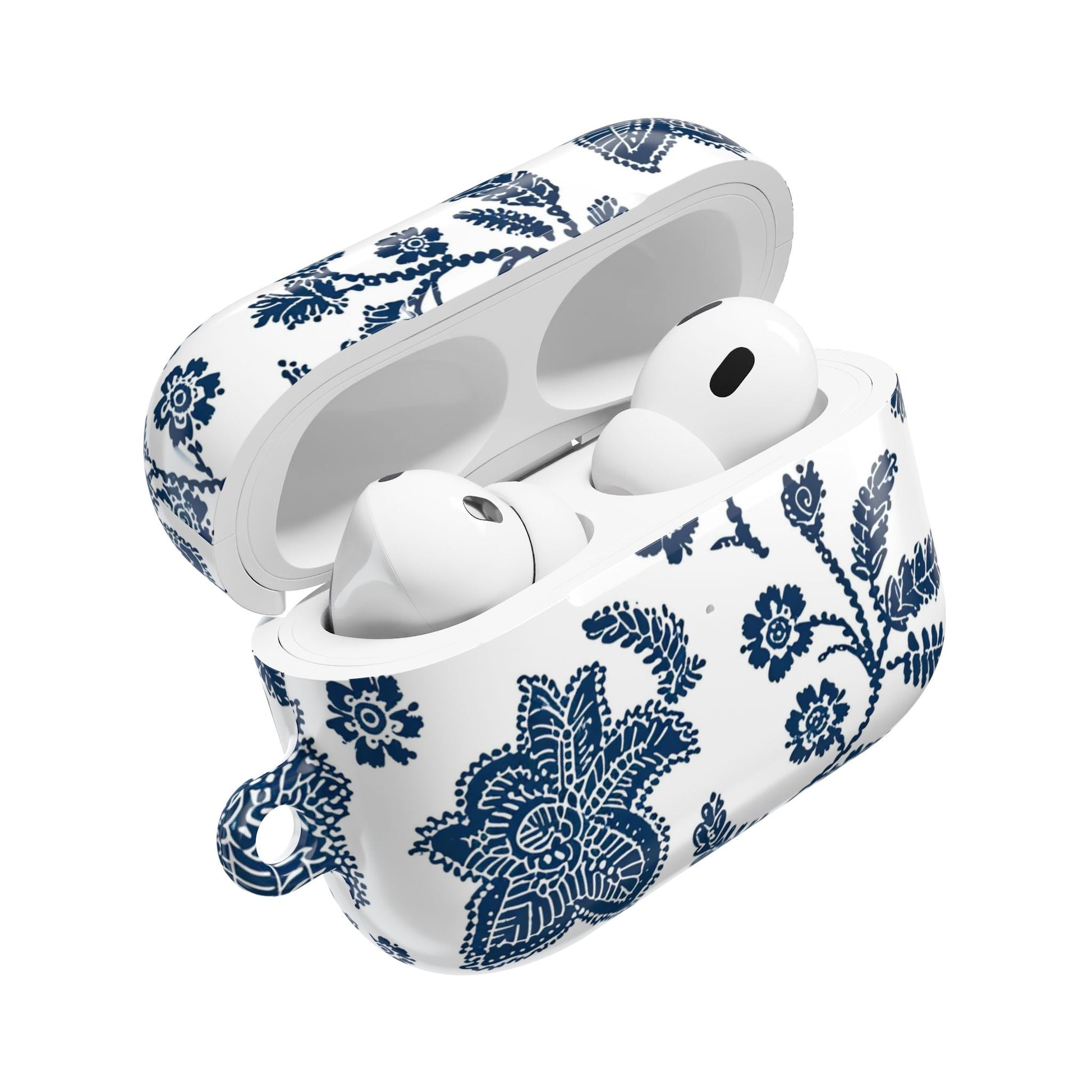 Blue Floral AirPod Case – Vintage Indigo Chinoiserie Design - DIGITAL X