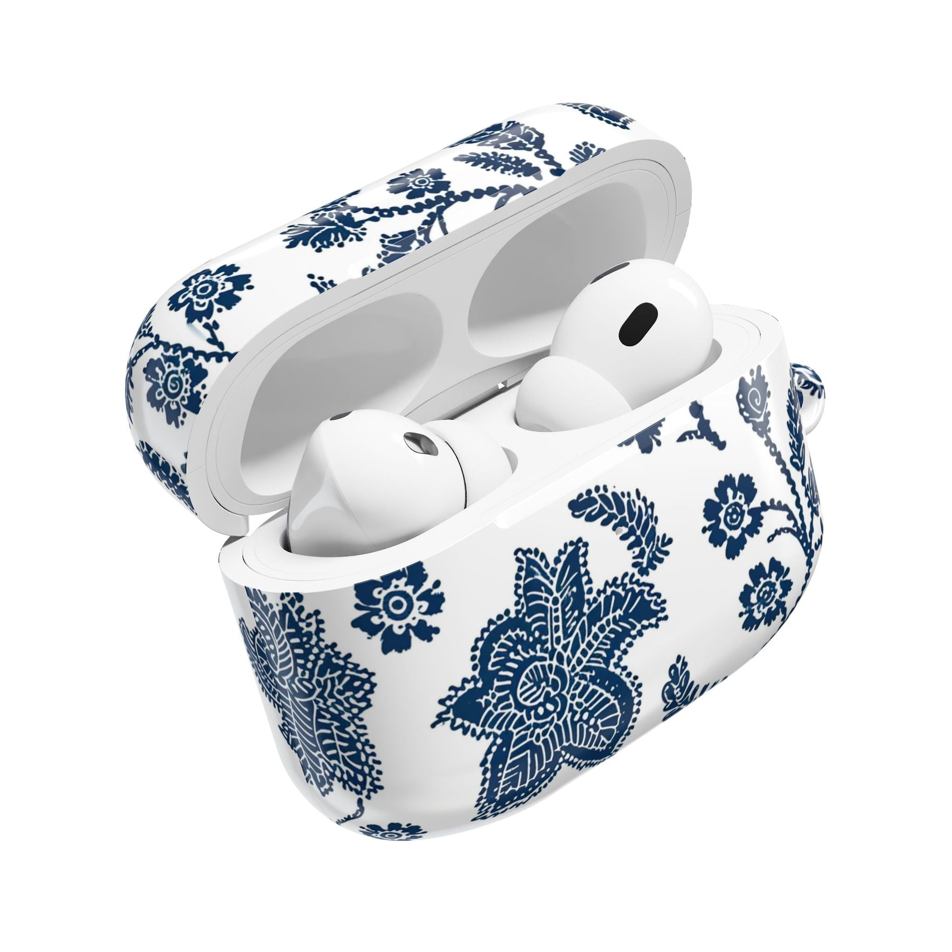 Blue Floral AirPod Case – Vintage Indigo Chinoiserie Design - DIGITAL X
