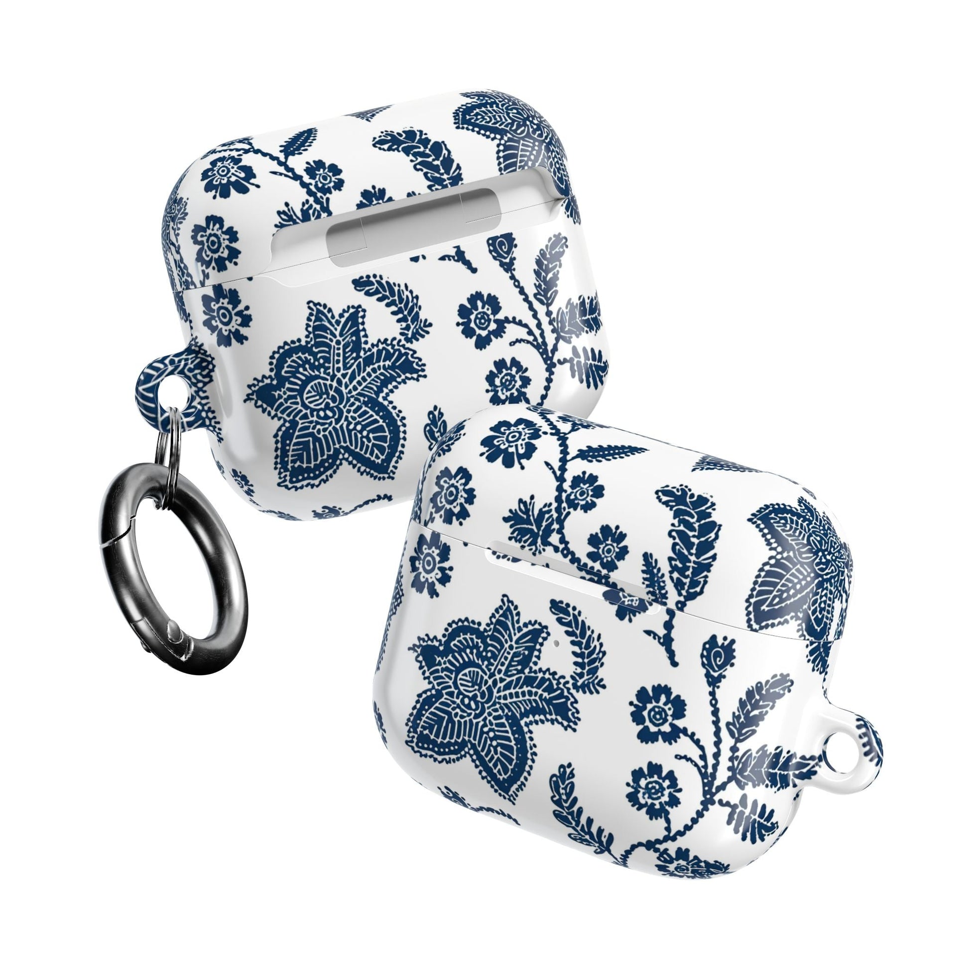 Blue Floral AirPod Case – Vintage Indigo Chinoiserie Design - DIGITAL X