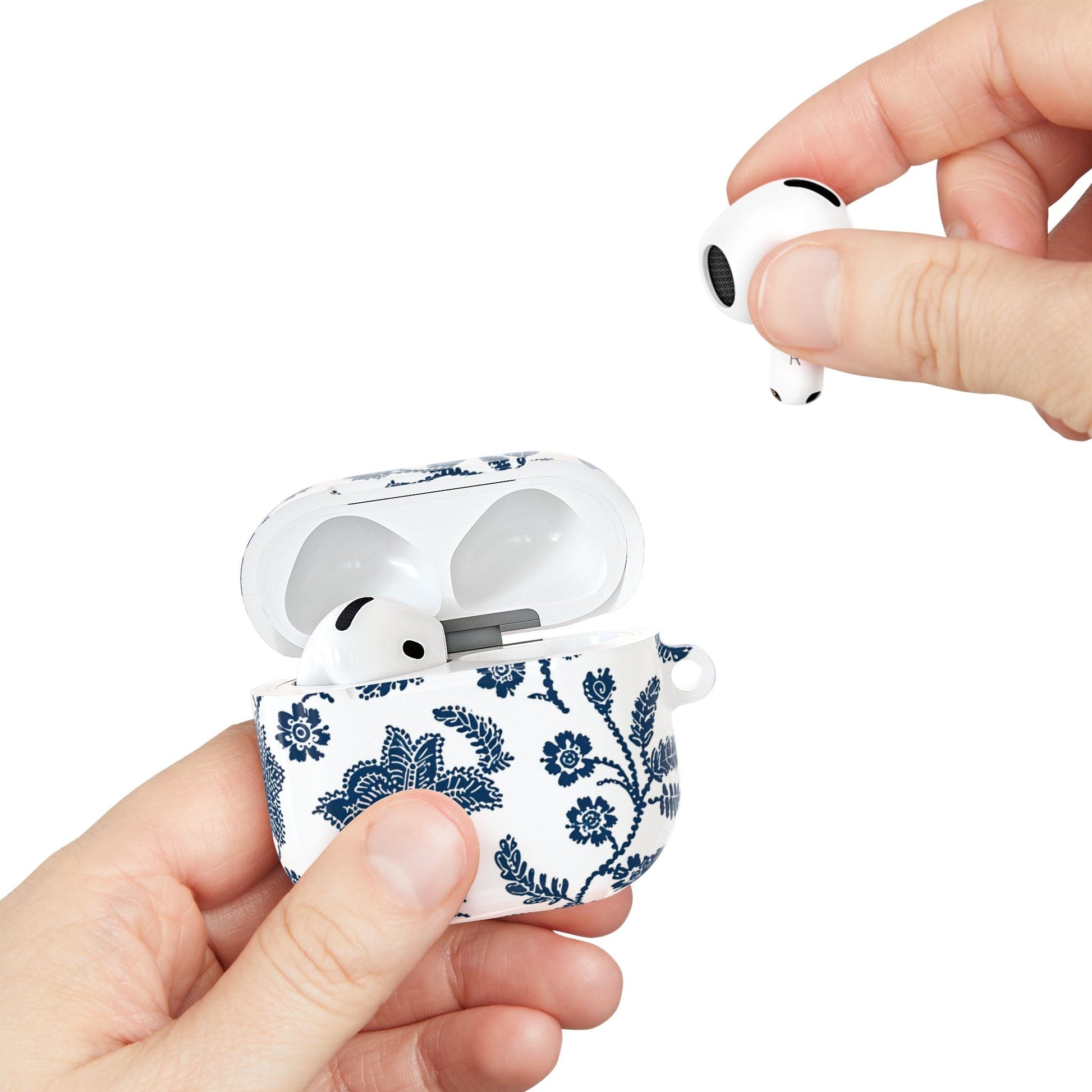 Blue Floral AirPod Case – Vintage Indigo Chinoiserie Design - DIGITAL X