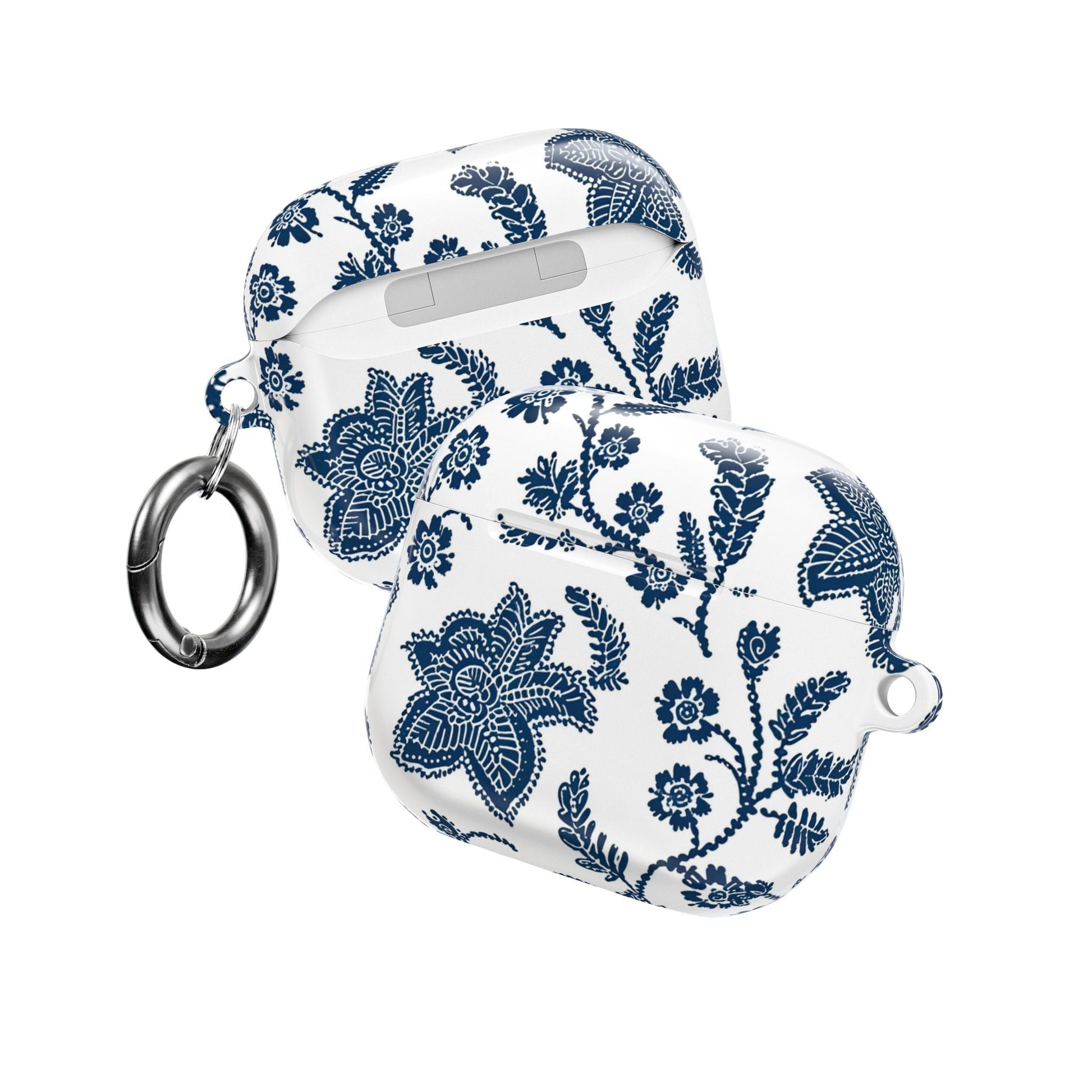Blue Floral AirPod Case – Vintage Indigo Chinoiserie Design - DIGITAL X