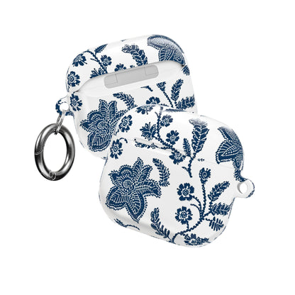 Blue Floral AirPod Case – Vintage Indigo Chinoiserie Design - DIGITAL X