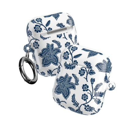 Blue Floral AirPod Case – Vintage Indigo Chinoiserie Design - DIGITAL X