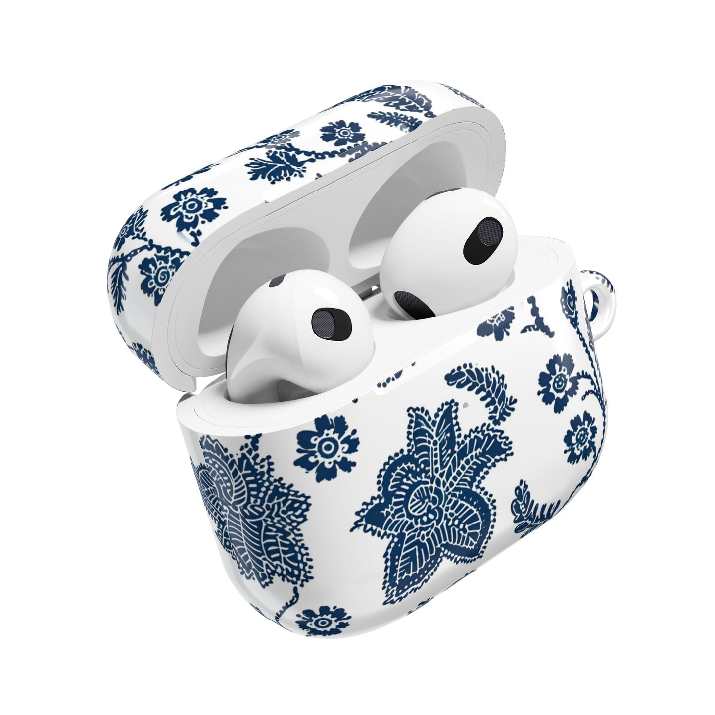 Blue Floral AirPod Case – Vintage Indigo Chinoiserie Design - DIGITAL X