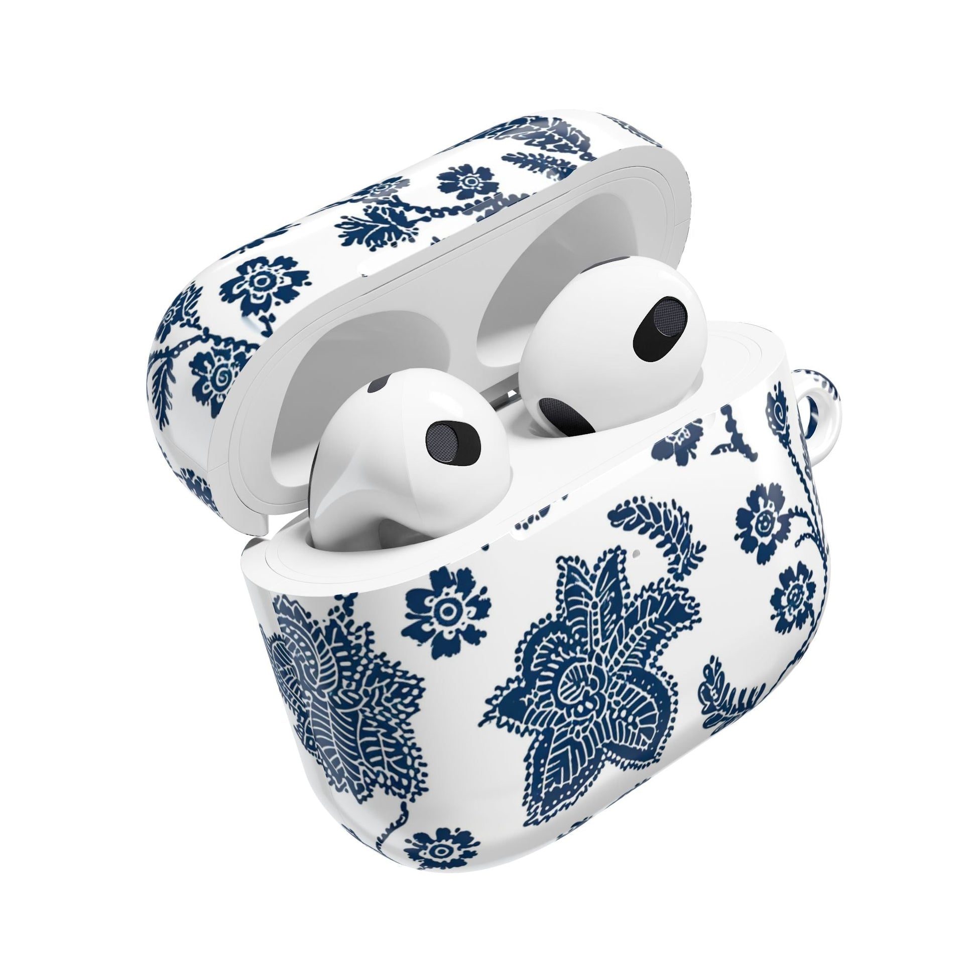 Blue Floral AirPod Case – Vintage Indigo Chinoiserie Design - DIGITAL X