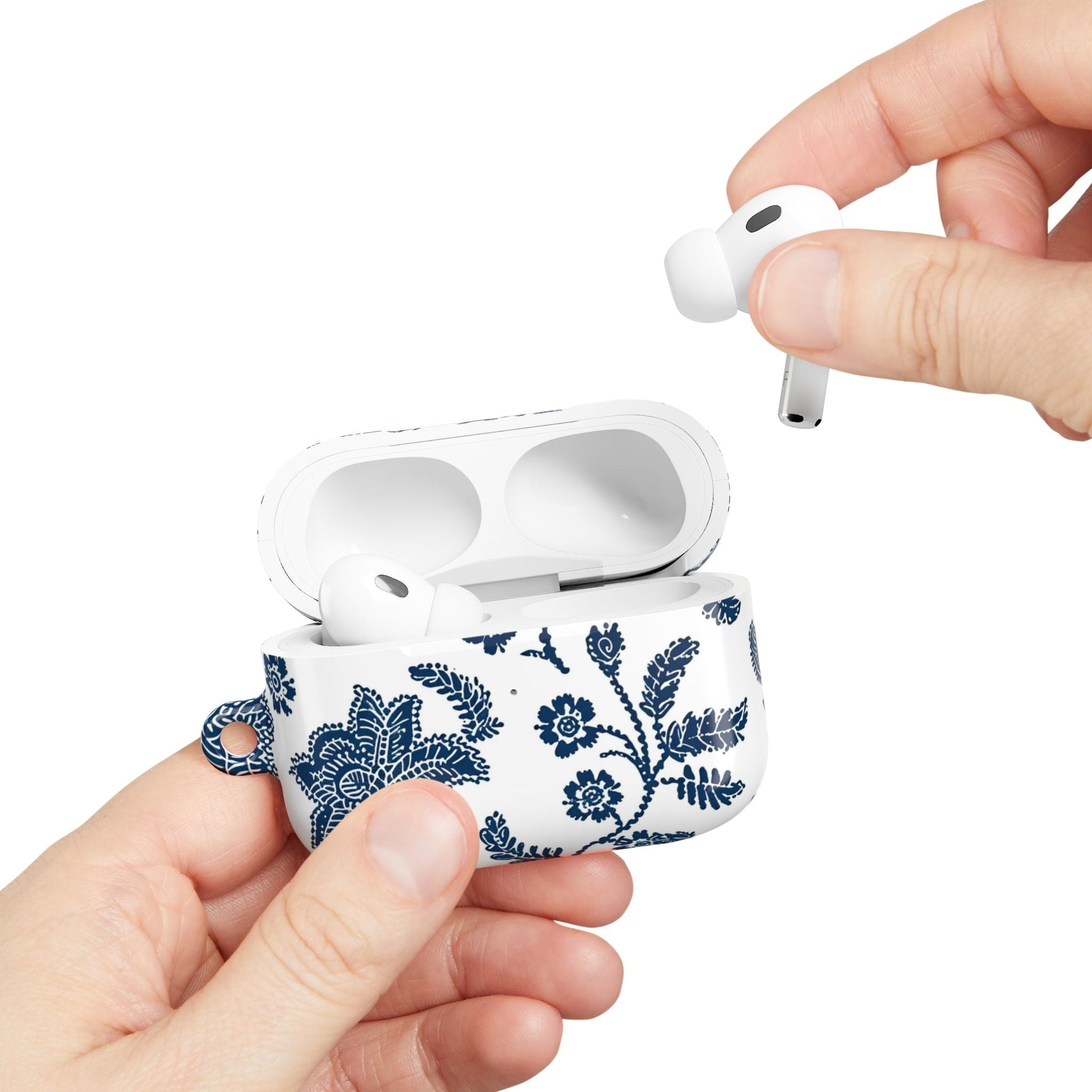 Blue Floral AirPod Case – Vintage Indigo Chinoiserie Design - DIGITAL X