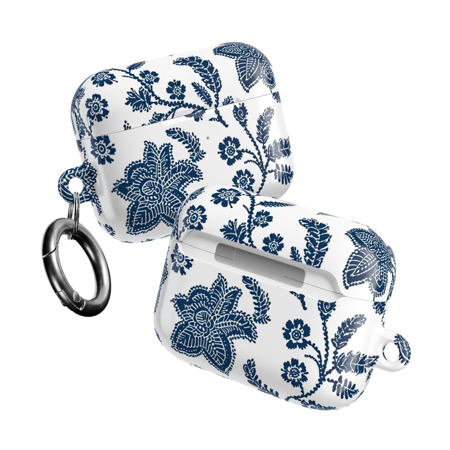 Blue Floral AirPod Case – Vintage Indigo Chinoiserie Design - DIGITAL X