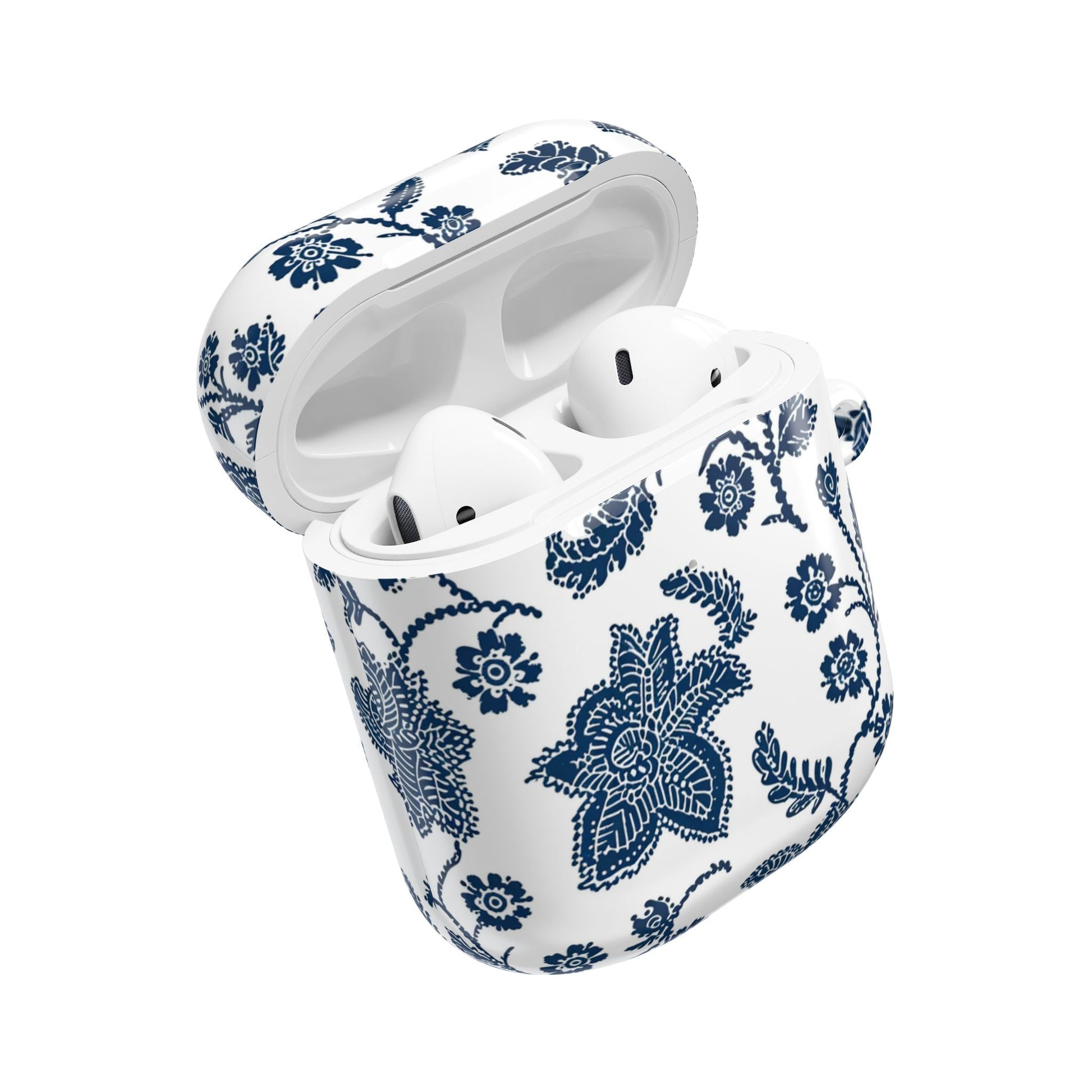 Blue Floral AirPod Case – Vintage Indigo Chinoiserie Design - DIGITAL X