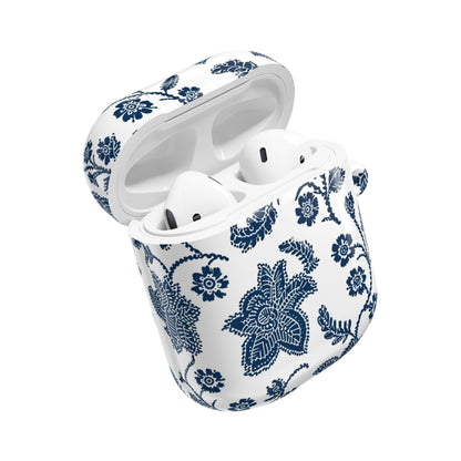 Blue Floral AirPod Case – Vintage Indigo Chinoiserie Design - DIGITAL X