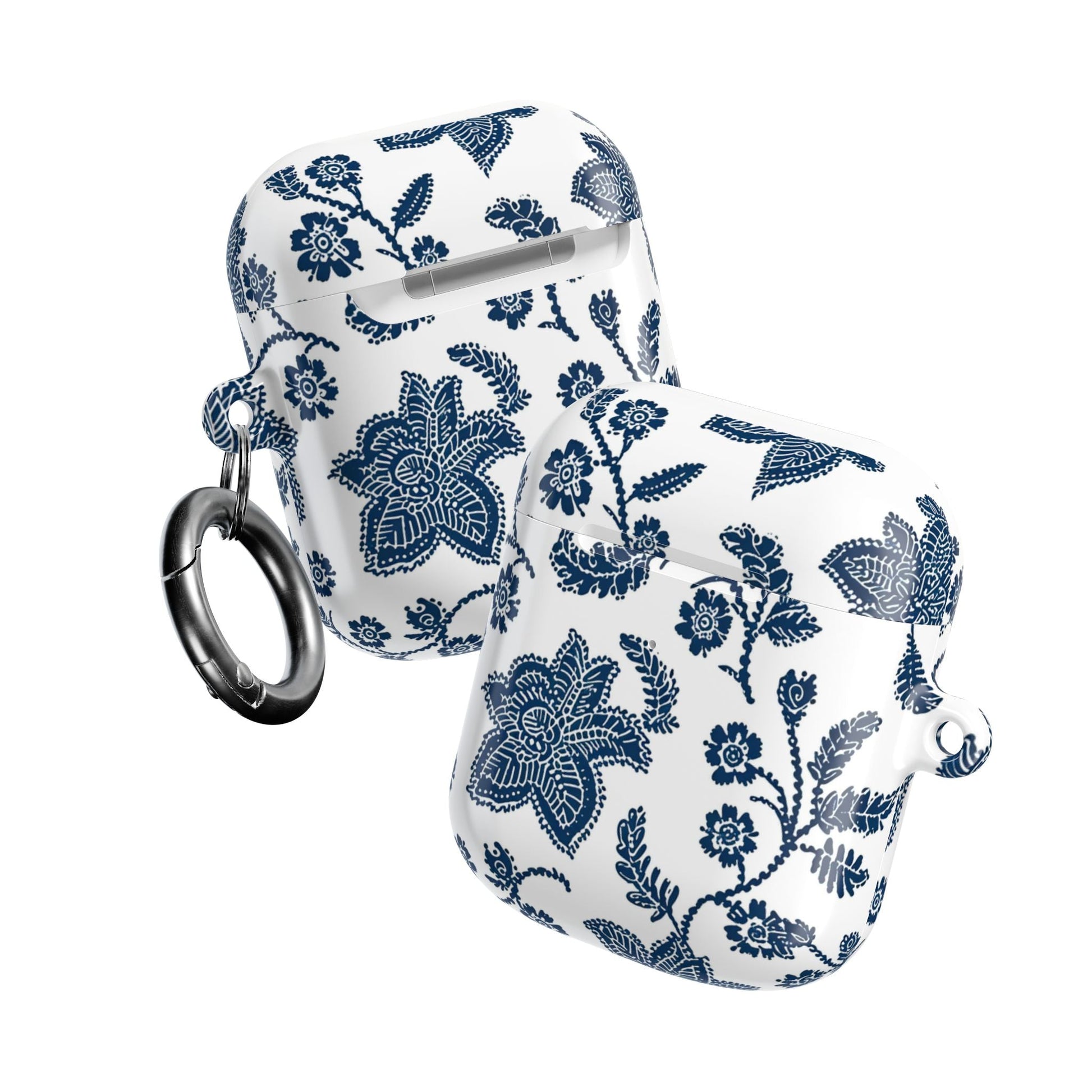 Blue Floral AirPod Case – Vintage Indigo Chinoiserie Design - DIGITAL X