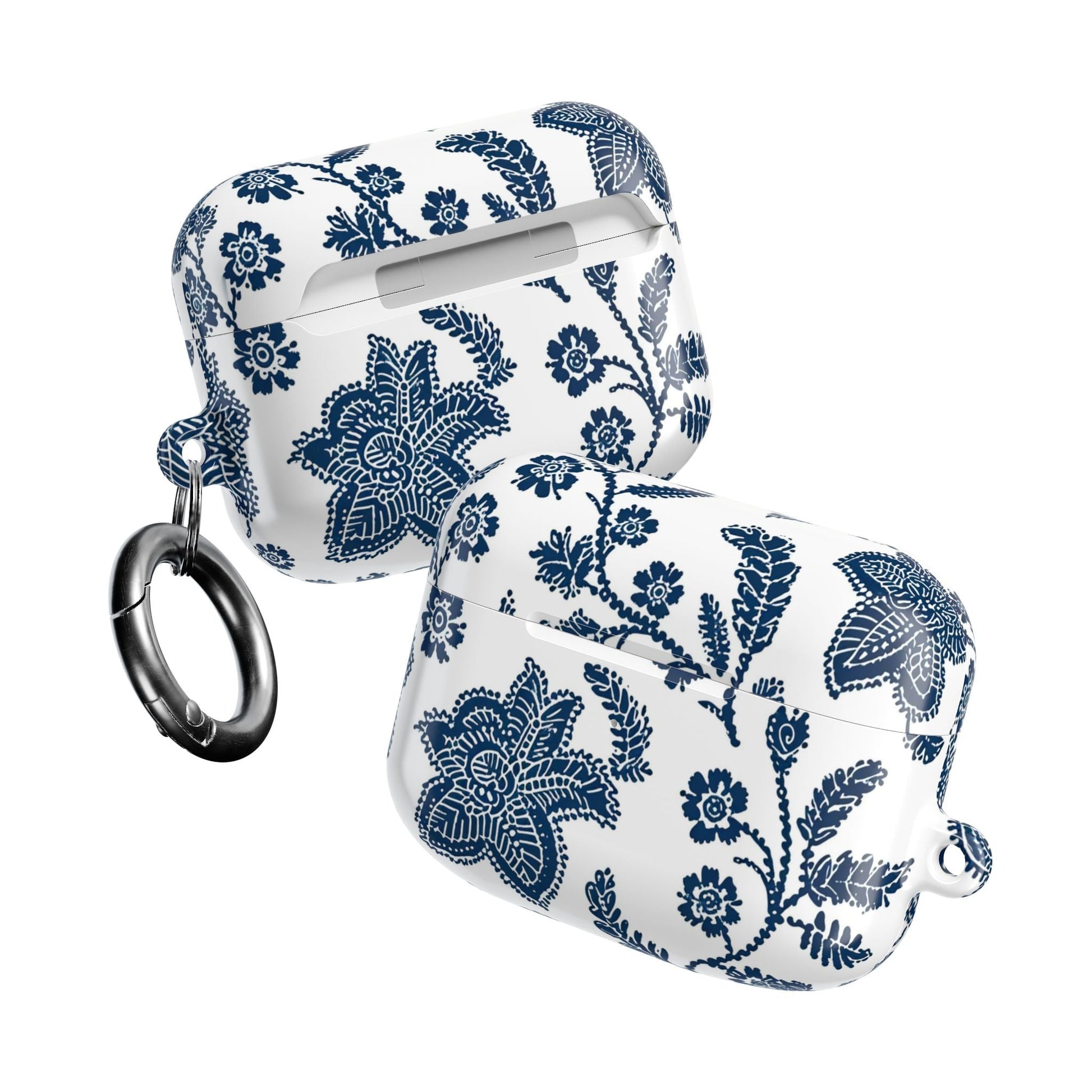 Blue Floral AirPod Case – Vintage Indigo Chinoiserie Design - DIGITAL X