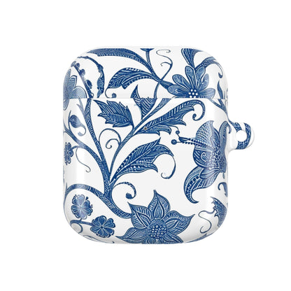 Blue Floral AirPods Case — Vintage Porcelain Pattern Protective Cover - DIGITAL X