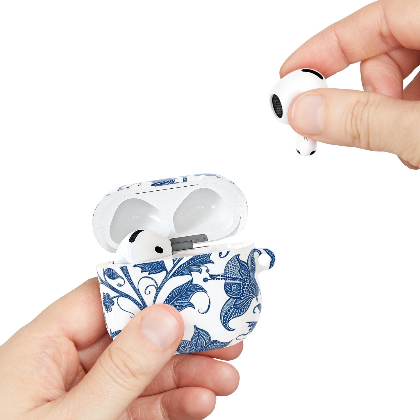 Blue Floral AirPods Case — Vintage Porcelain Pattern Protective Cover - DIGITAL X