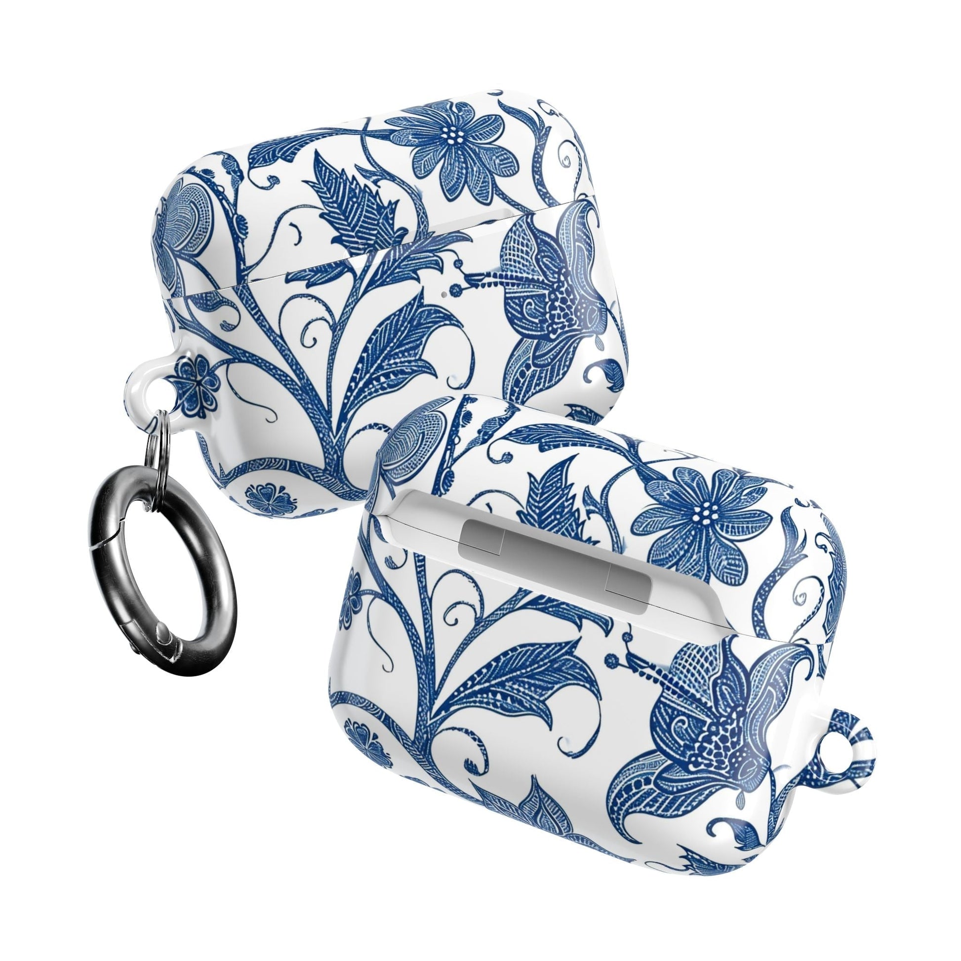 Blue Floral AirPods Case — Vintage Porcelain Pattern Protective Cover - DIGITAL X