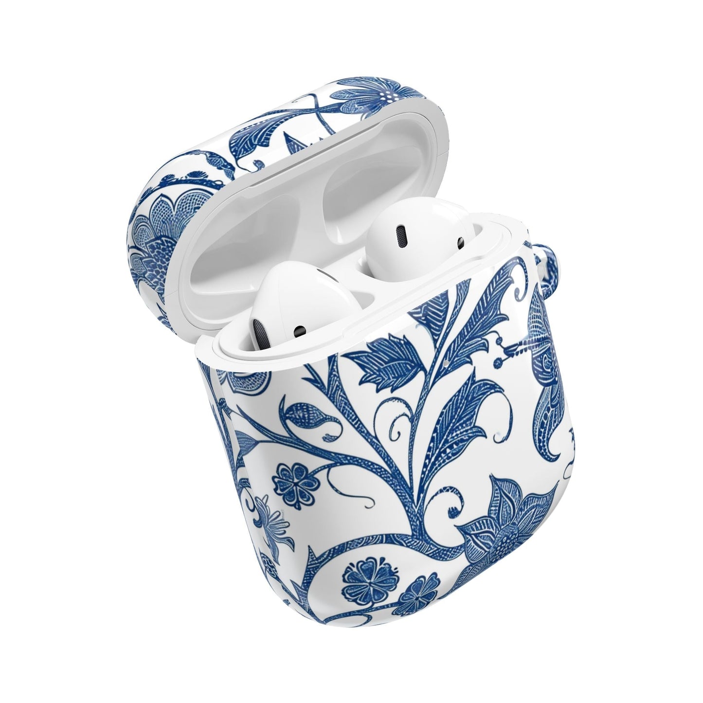 Blue Floral AirPods Case — Vintage Porcelain Pattern Protective Cover - DIGITAL X