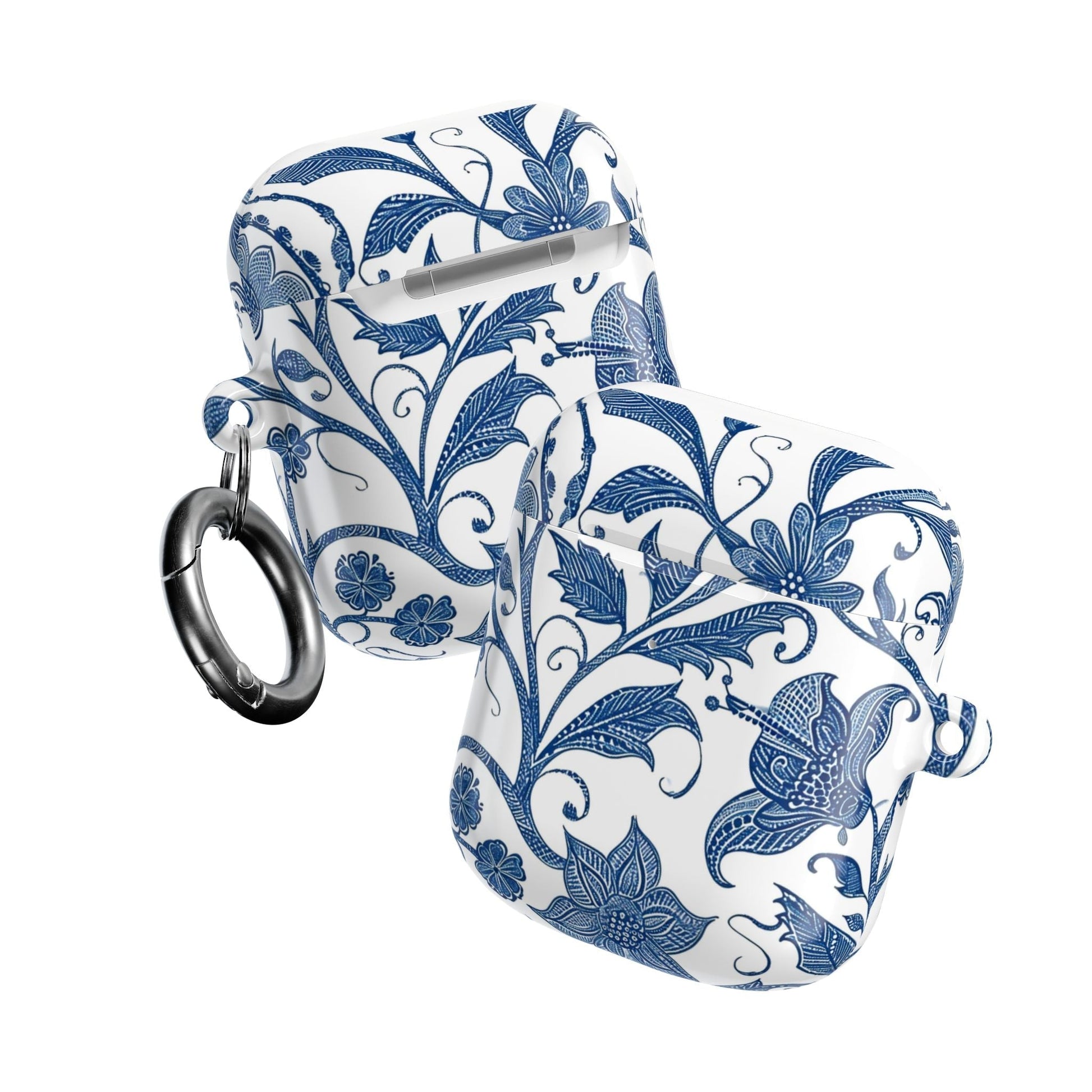 Blue Floral AirPods Case — Vintage Porcelain Pattern Protective Cover - DIGITAL X