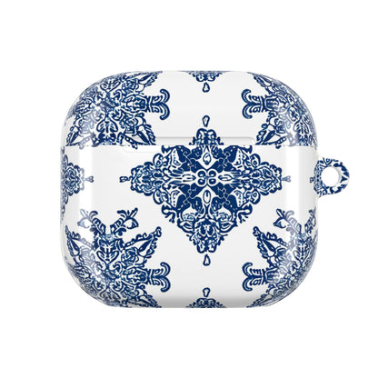 Blue Floral Damask AirPod Case — Ceramic Tile Pattern Protective Case - DIGITAL X