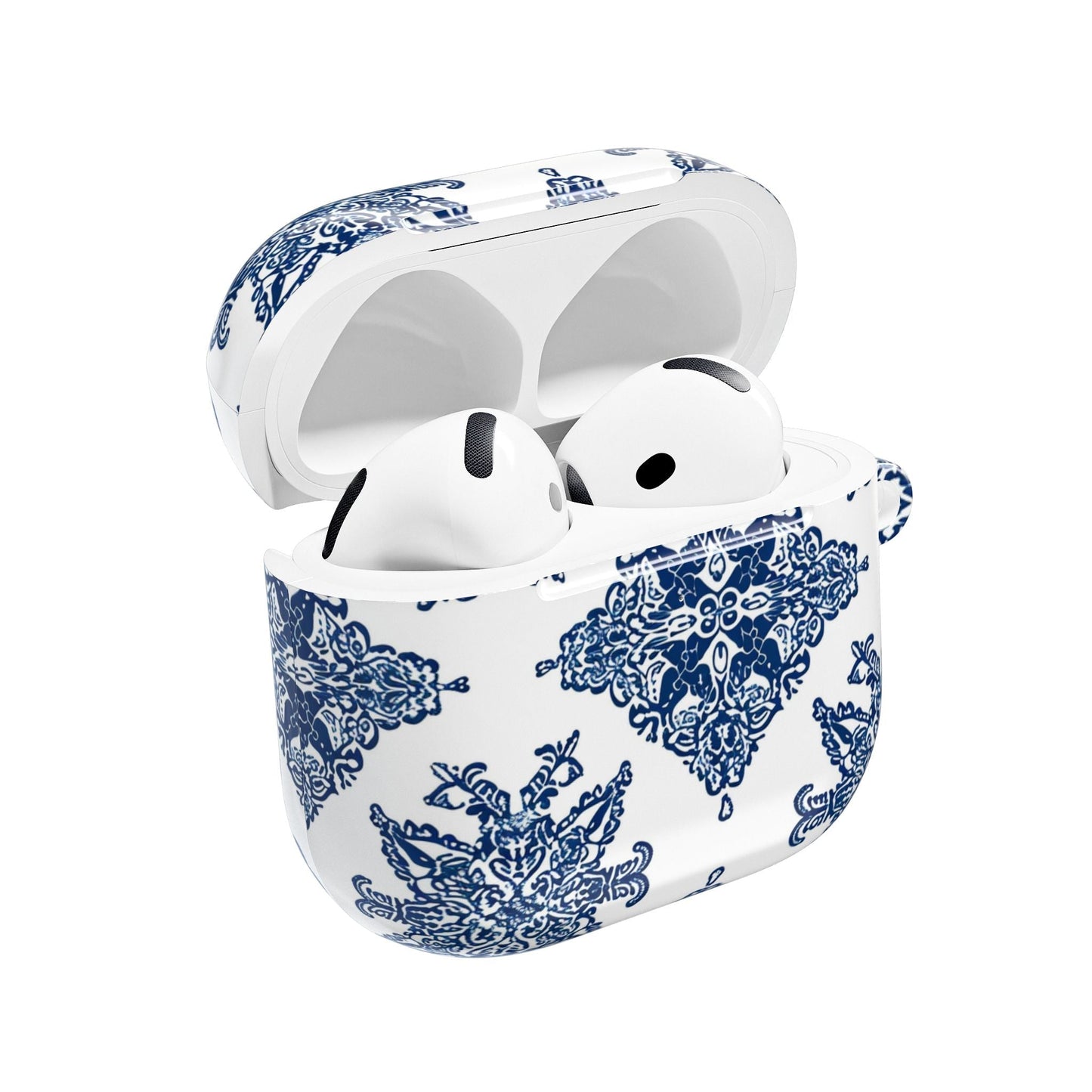 Blue Floral Damask AirPod Case — Ceramic Tile Pattern Protective Case - DIGITAL X