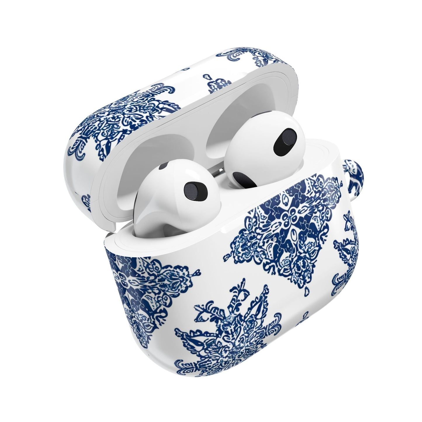 Blue Floral Damask AirPod Case — Ceramic Tile Pattern Protective Case - DIGITAL X