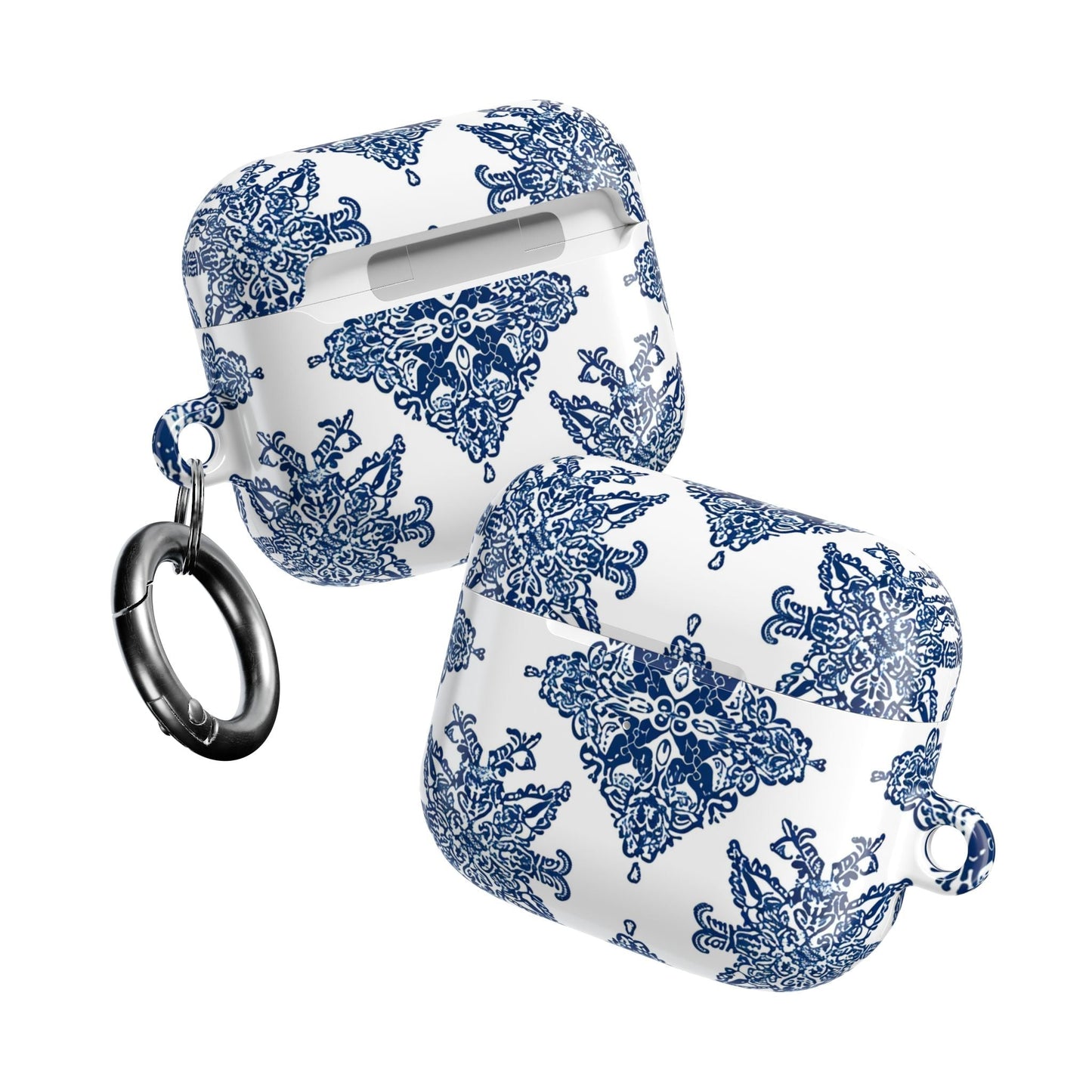 Blue Floral Damask AirPod Case — Ceramic Tile Pattern Protective Case - DIGITAL X