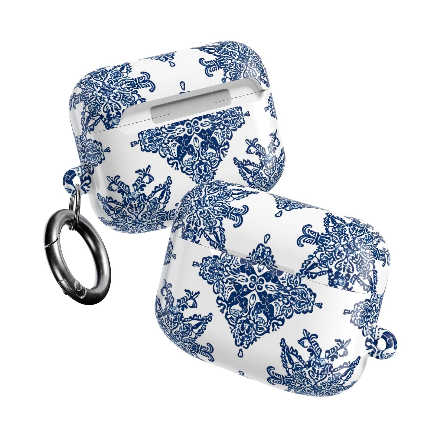 Blue Floral Damask AirPod Case — Ceramic Tile Pattern Protective Case - DIGITAL X