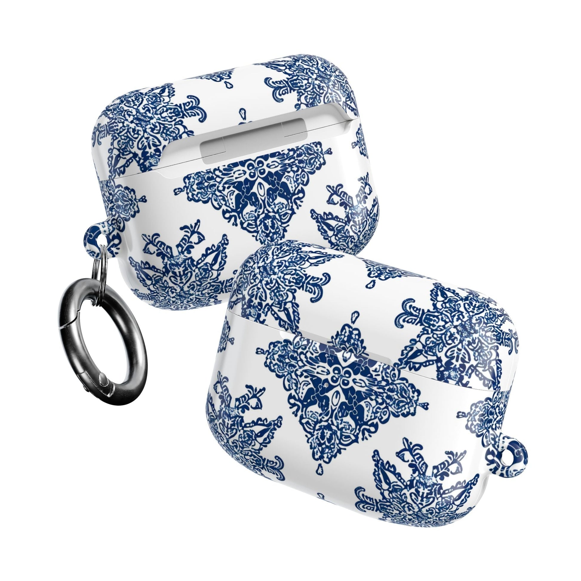 Blue Floral Damask AirPod Case — Ceramic Tile Pattern Protective Case - DIGITAL X