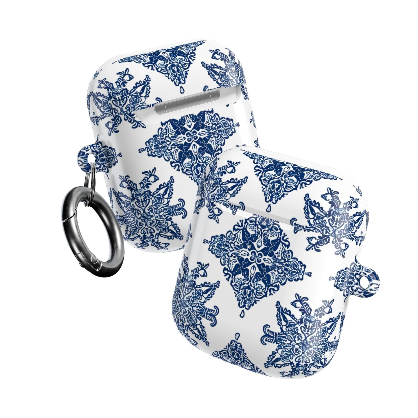 Blue Floral Damask AirPod Case — Ceramic Tile Pattern Protective Case - DIGITAL X