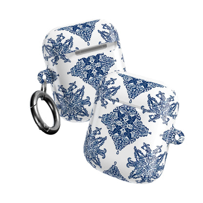 Blue Floral Damask AirPod Case — Ceramic Tile Pattern Protective Case - DIGITAL X