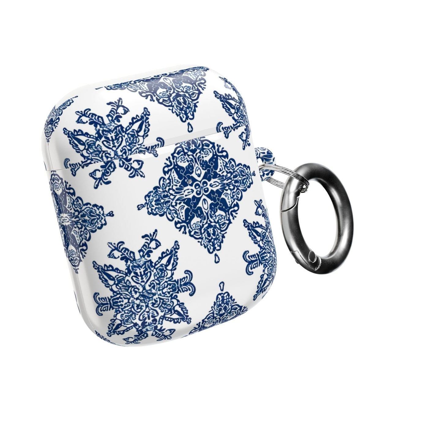 Blue Floral Damask AirPod Case — Ceramic Tile Pattern Protective Case - DIGITAL X