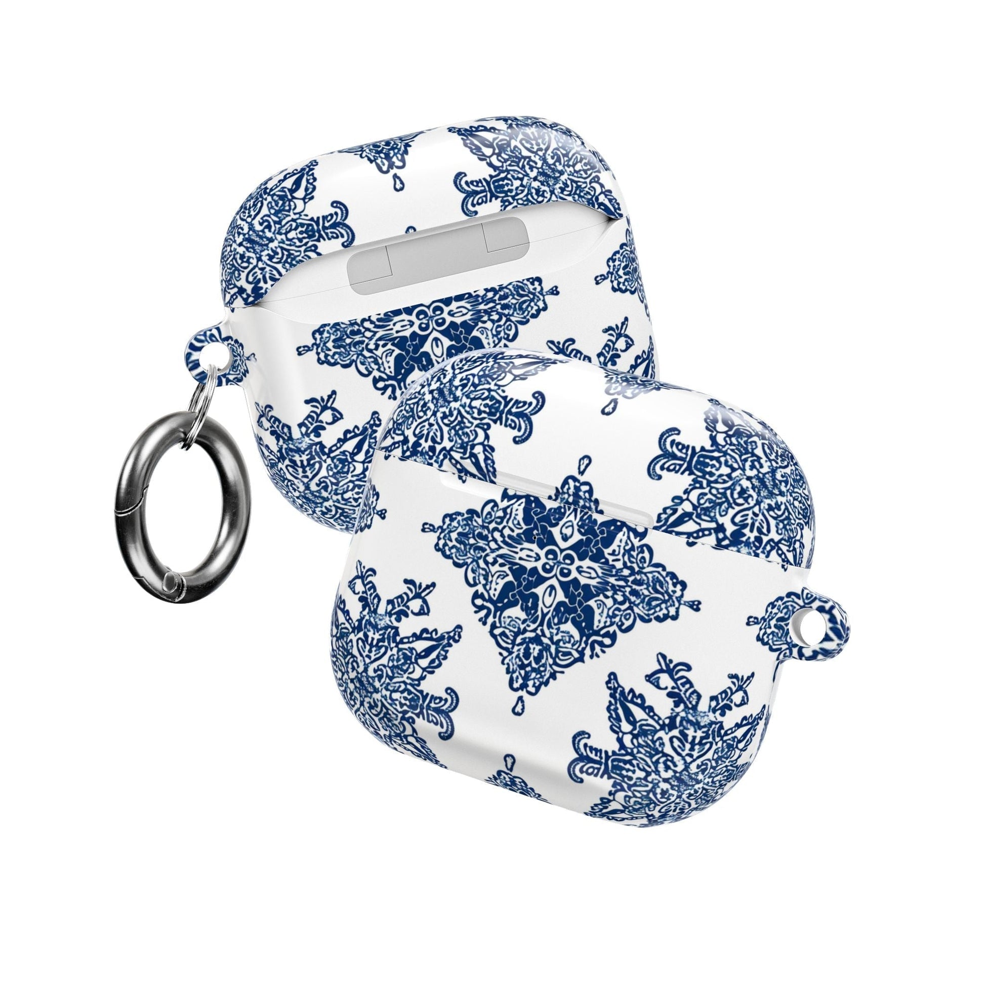 Blue Floral Damask AirPod Case — Ceramic Tile Pattern Protective Case - DIGITAL X