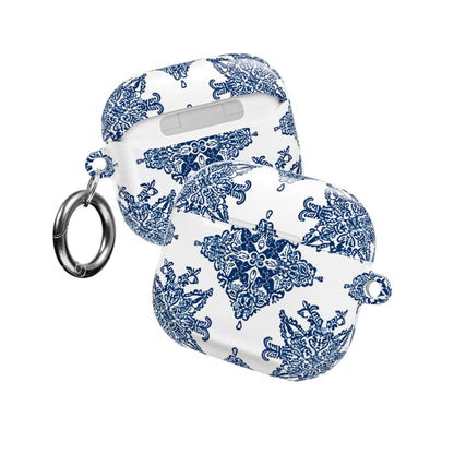 Blue Floral Damask AirPod Case — Ceramic Tile Pattern Protective Case - DIGITAL X