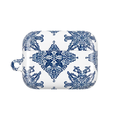Blue Floral Damask AirPod Case — Ceramic Tile Pattern Protective Case - DIGITAL X