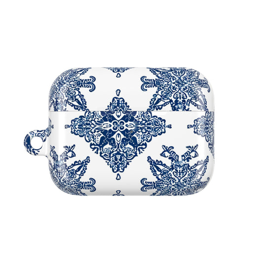 Blue Floral Damask AirPod Case — Ceramic Tile Pattern Protective Case - DIGITAL X