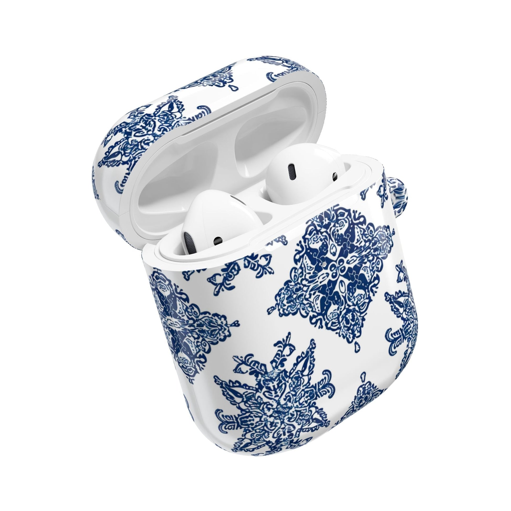 Blue Floral Damask AirPod Case — Ceramic Tile Pattern Protective Case - DIGITAL X